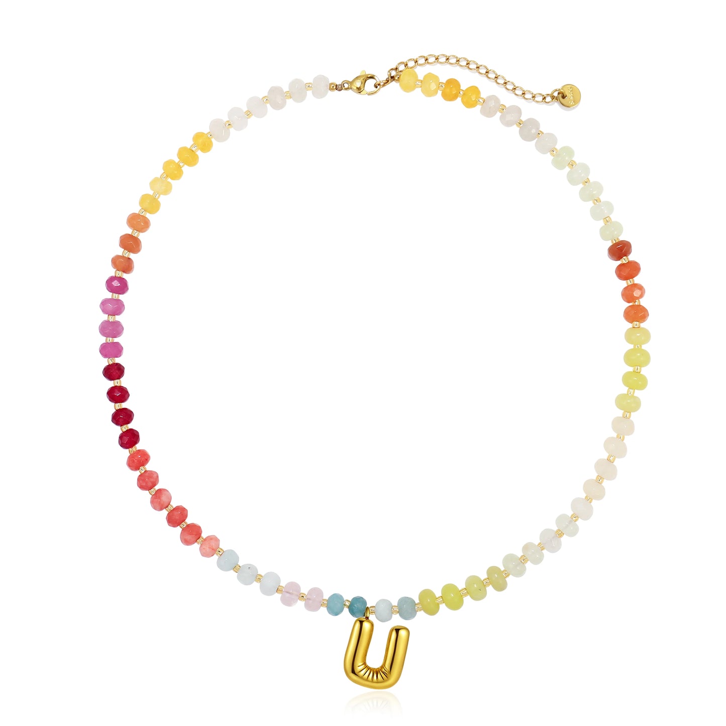 A-Z Bubble Initial Rainbow Necklace