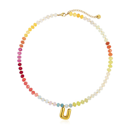 A-Z Bubble Initial Rainbow Necklace