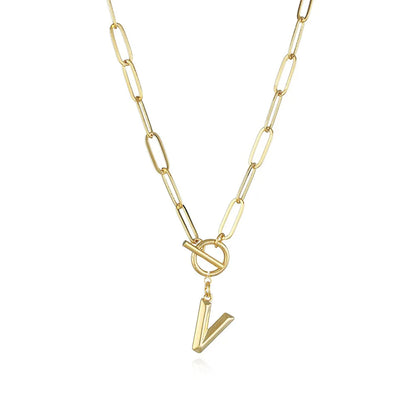 A-Z Initial Toggle Paperclip Necklace