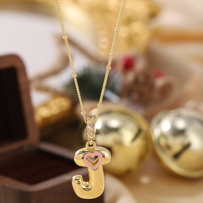 Pink Heart Initial Necklace