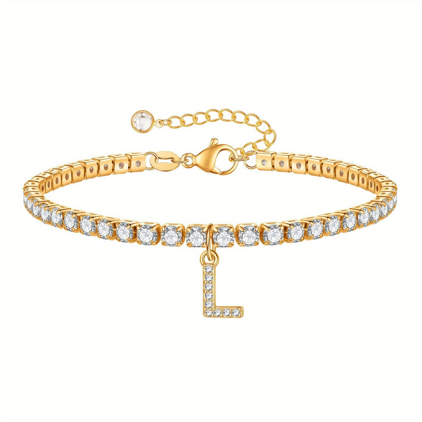 A-Z Diamond Initial Tennis Bracelet
