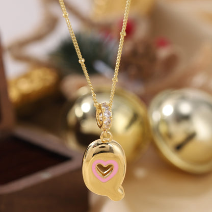 Pink Heart Initial Necklace