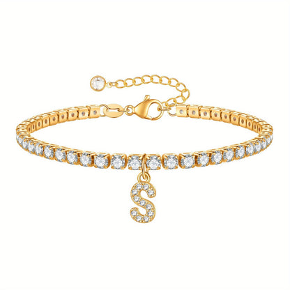 A-Z Diamond Initial Tennis Bracelet