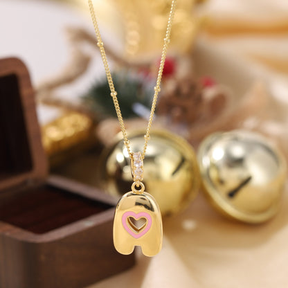 Pink Heart Initial Necklace