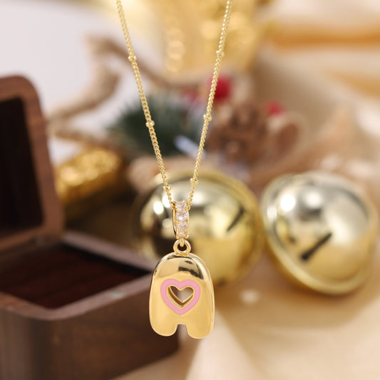 Pink Heart Initial Necklace