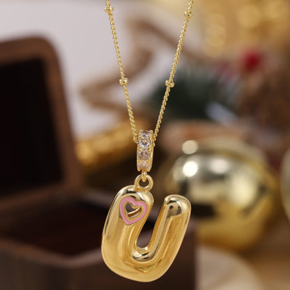 Pink Heart Initial Necklace
