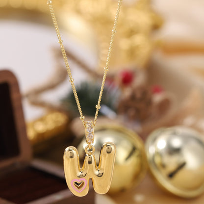 Pink Heart Initial Necklace