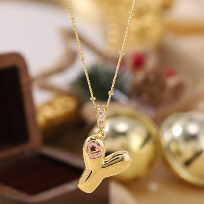 Pink Heart Initial Necklace
