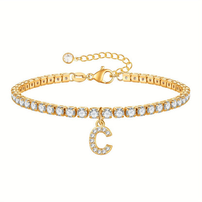 A-Z Diamond Initial Tennis Bracelet