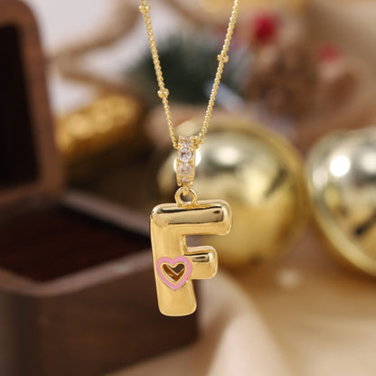 Pink Heart Initial Necklace