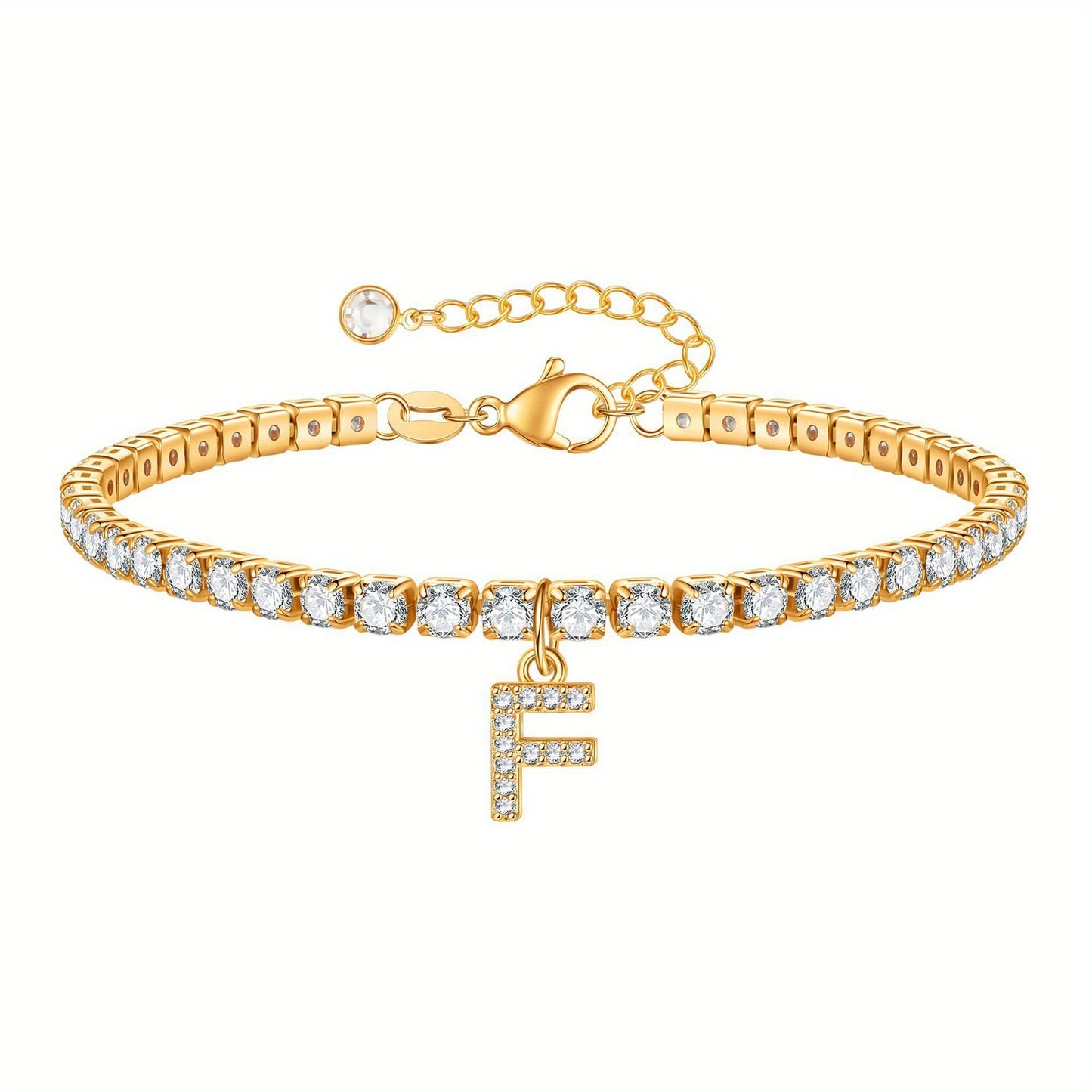 A-Z Diamond Initial Tennis Bracelet