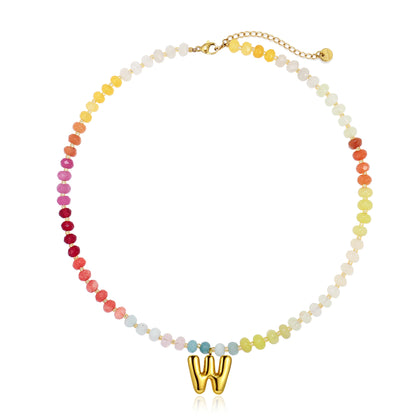 A-Z Bubble Initial Rainbow Necklace