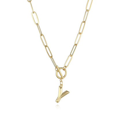 A-Z Initial Toggle Paperclip Necklace