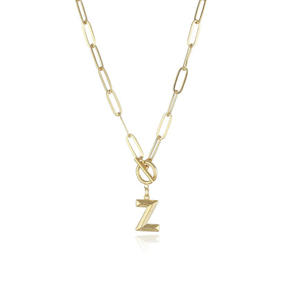 A-Z Initial Toggle Paperclip Necklace